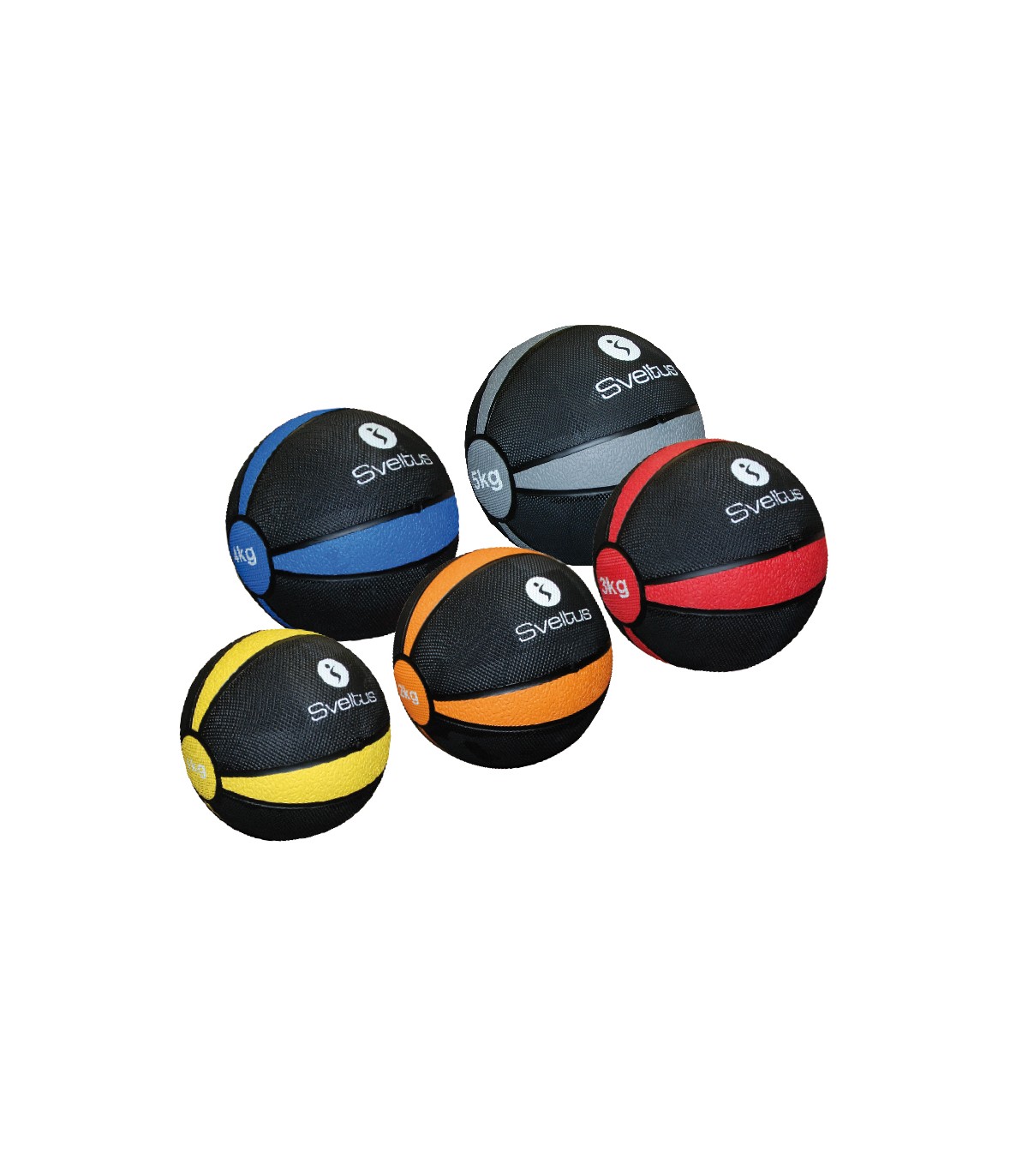 Sveltus Médecine Ball 1 Kg Noir/Jaune - Ballon De Fitness Avec Poignées